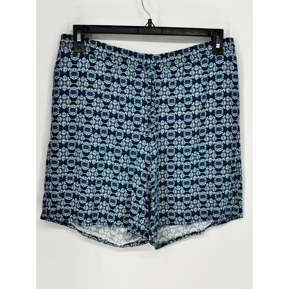J. Jill Shorts Womens Medium Blue Excellent Elastic Waist Rayon Medallion Print - Picture 1 of 13